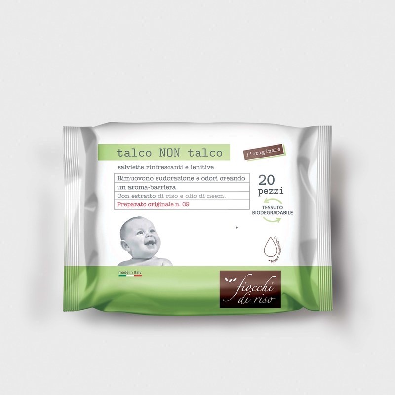 Talco Non Talco Fiochhi Di Riso Antizanzare Naturale E Regolatore Del Sudore - Salviettine