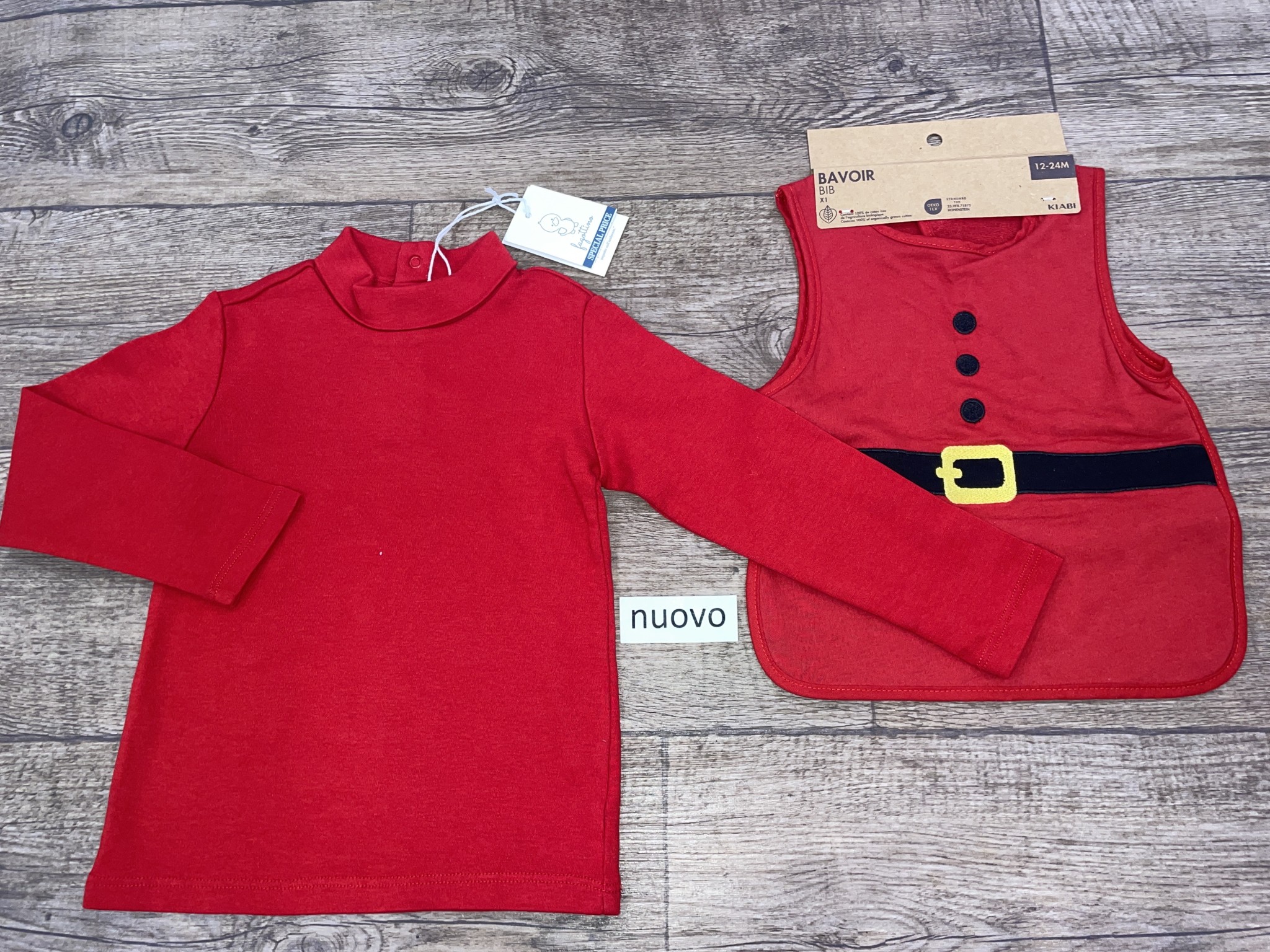 Maglietta + Bavaglia 1-2 Anni Bimbo Natale