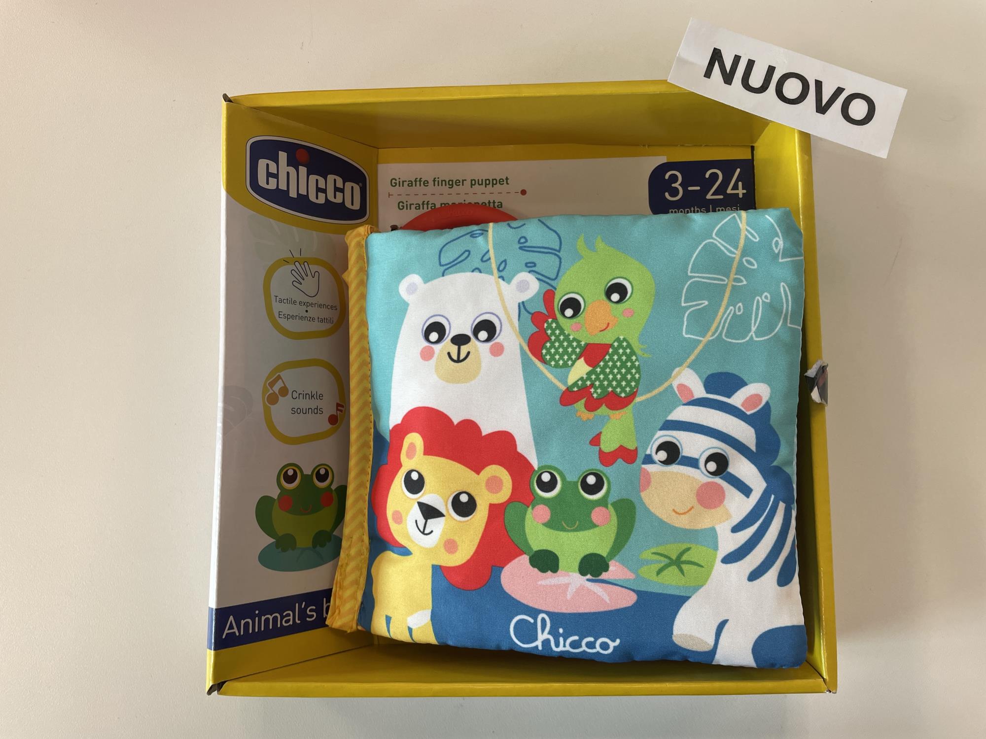 gioco nuovo libretto morbido tattile bebè chicco