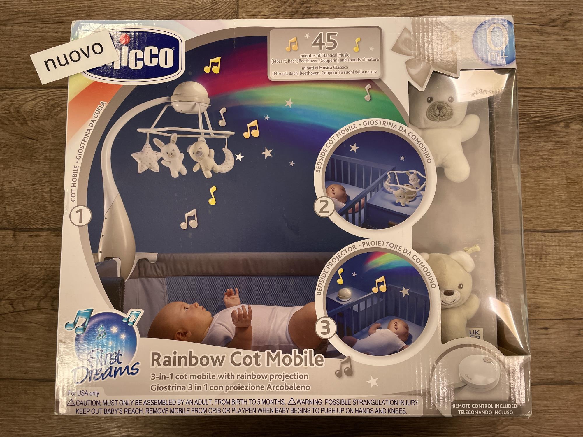 nuova idea regalo giostrina musicale con proiettore e telecomando da remoto bimbo bimba unisex chic