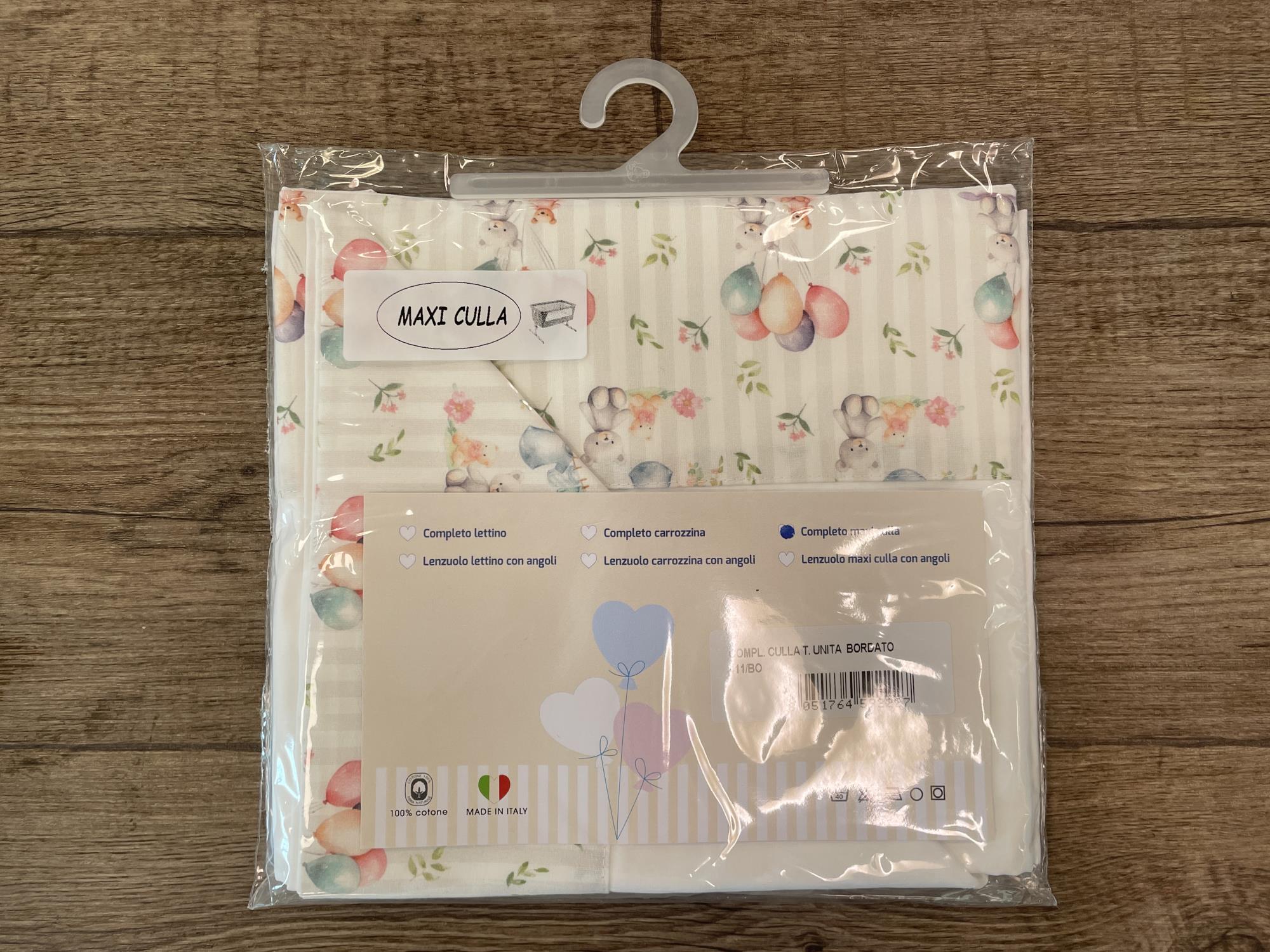 nuove lenzuola per lettino sbarre cotone tre pezzi