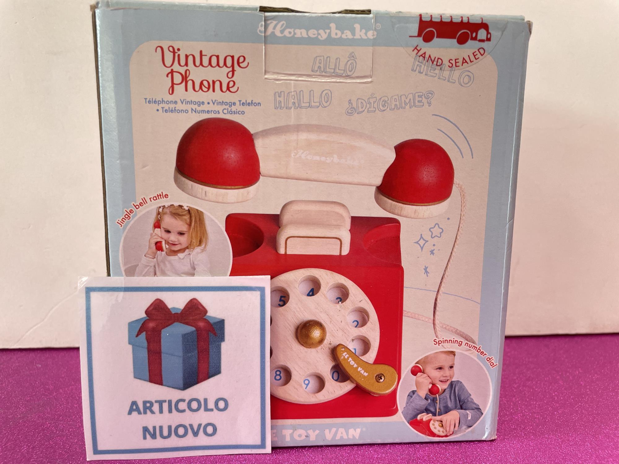 nuovo - gioco telefono vintage legno
