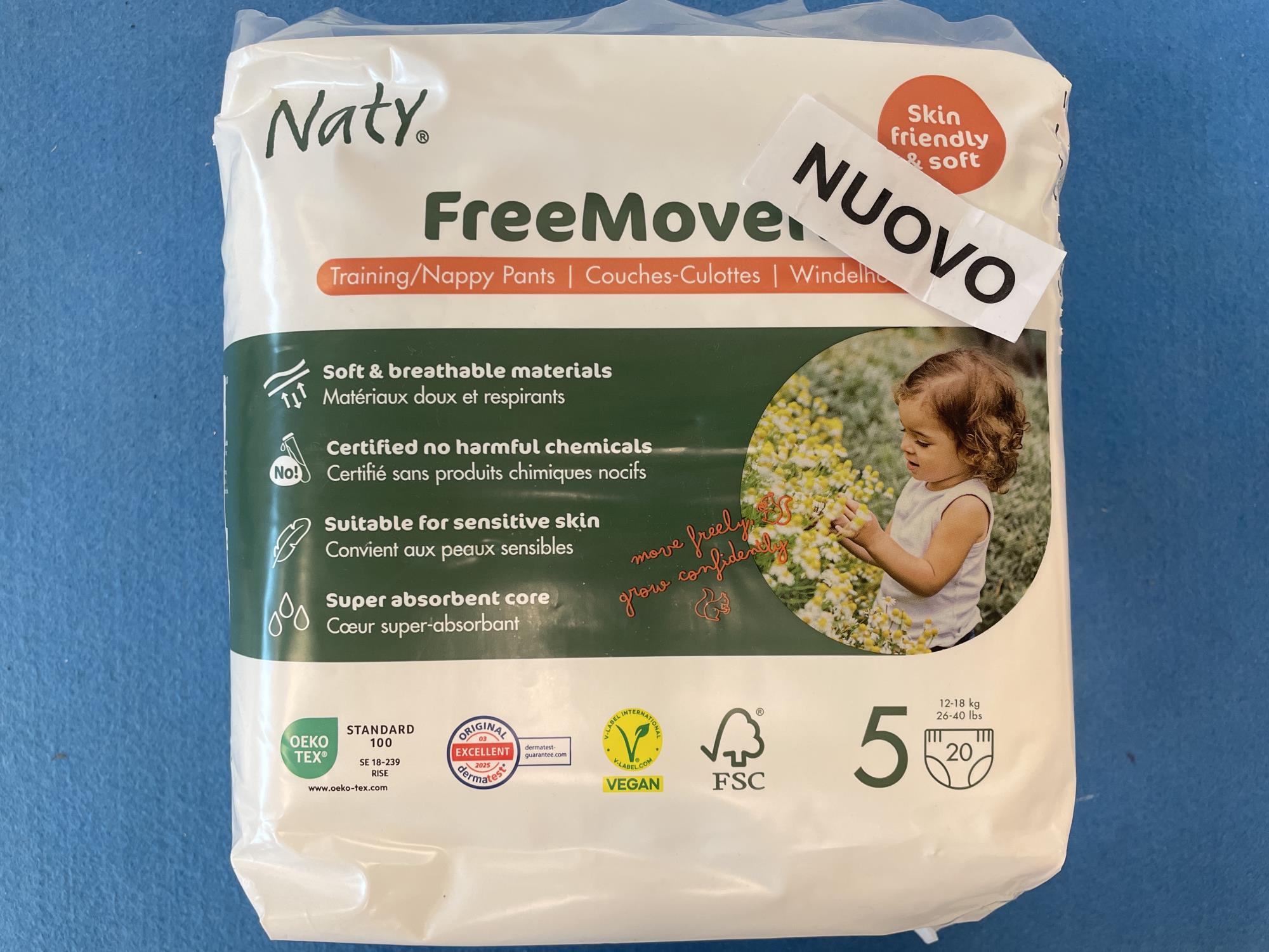 pannolini 12-18 kg naty vegani ipoallergenici 20 pezzi