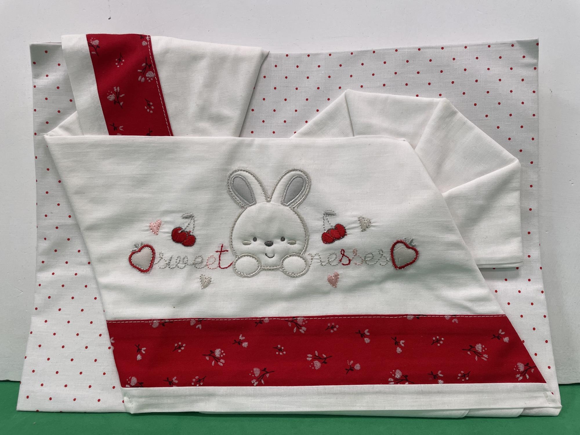set lenzuola carrozzina culla  tre pezzi nuove unisex