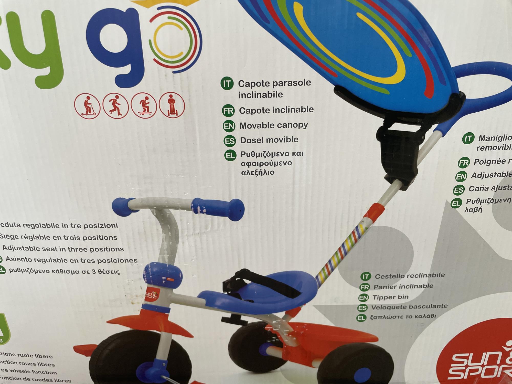 triciclo con asta bimbi - usato una volta
